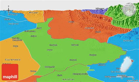 Political Panoramic Map of Sialkot