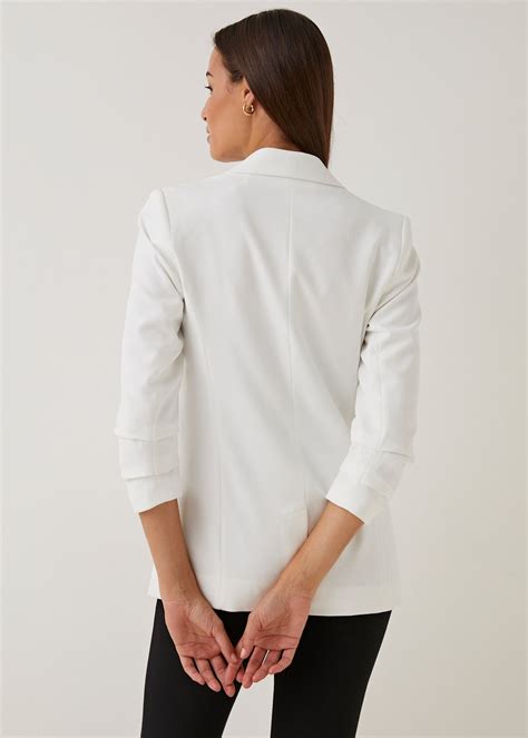 Et Vous Ivory Ruched Sleeve Blazer Matalan