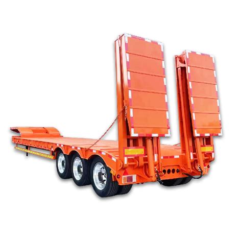 80 Tons Payload 4 Axles Lowbed Truck Low Bed Semi Trailer China