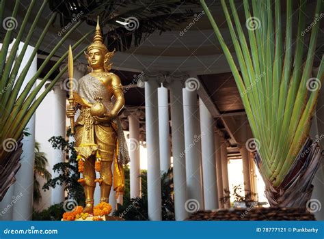 Golden Rama Statue Wearing Traditional Costume Gold Hindu God