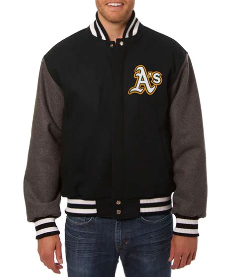 Varsity Oakland Athletics Black And Gray Wool Jacket Jackets Creator