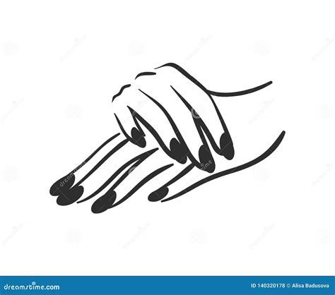 Vector Illustration Concept Of Hands With Manicure Icon Black On White