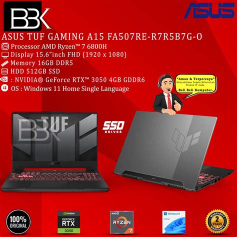 Jual Asus Tuf Gaming A15 Fa507re R7r5b7g O R7 6800h 16gb 512gb Rtx3050 W11 Shopee Indonesia