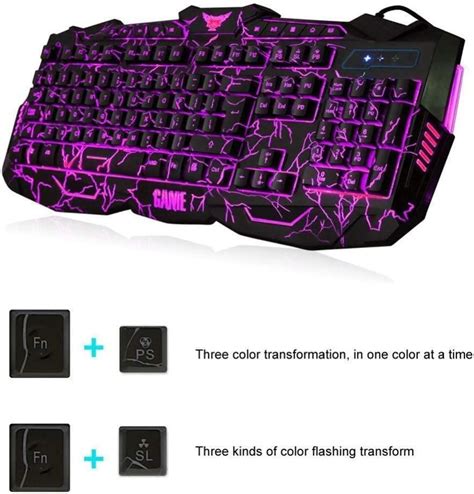 V100 Gaming Keyboard, 104 Keys Mechanical Computer Keyboard USB Wired ...