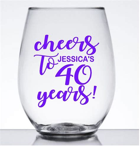 Diy Personalized Birthday Wine Glass Decalscheers To 40 Etsy