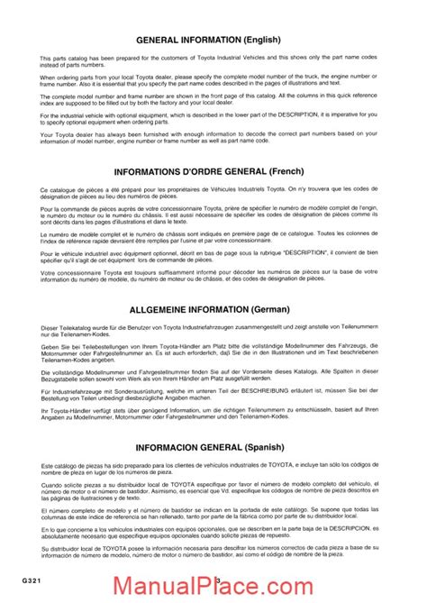 Toyota Forklift 7fg Parts Catalog Service Manual Download Marketplace