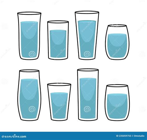 Vector Set Of Glass Water Stock Vector Illustration Of Full 235059755