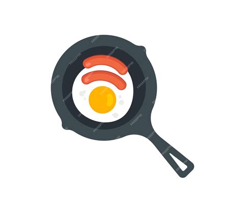 Premium Vector | Frying pan with egg and sausage vector isolated icon ...