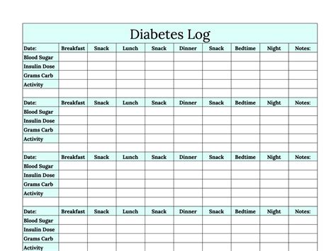 Printable Blood Sugar Diabetes Planner Log Book CBG Etsy