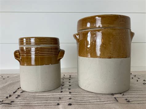 Set Of Vintage French Stoneware Crock Storage Canisters Etsy