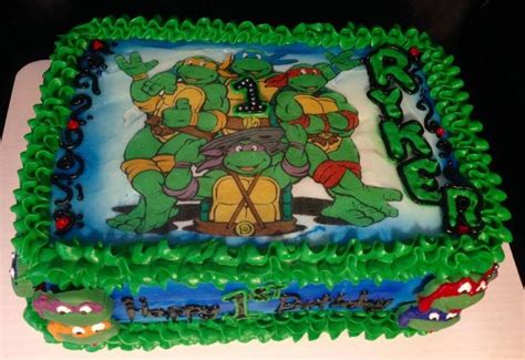 Teenage Mutant Ninja Turtles Double Tier Sheet Cake Buttercream