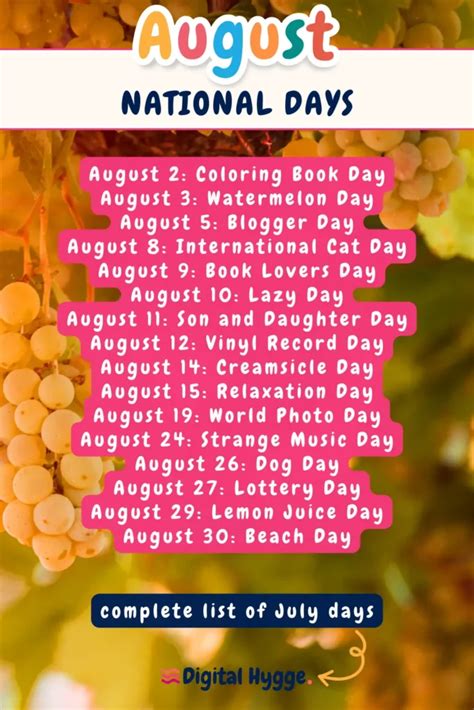 August National Days 2024