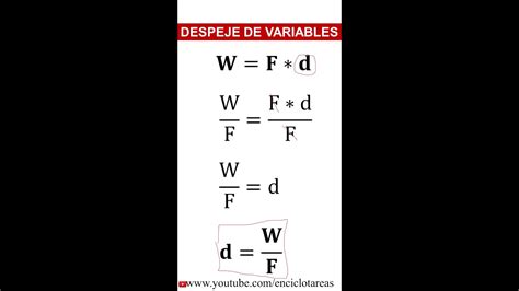 Despeje De Formulas Trabajo Mec Nico Parte Youtube