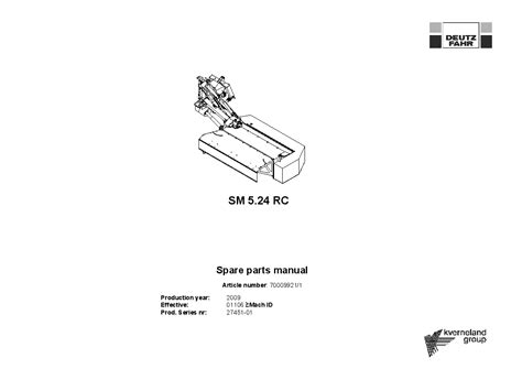 Deutz Fahr Sm 5 24 Rc Mower 2009 Parts Manual Catalog Pdf Download Service Manual Repair