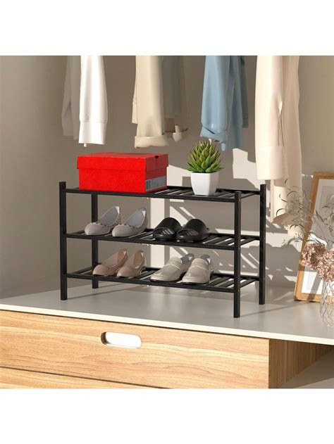 Tier Natural Bamboo Shoe Rack Stackable Storage Shelf With Multi