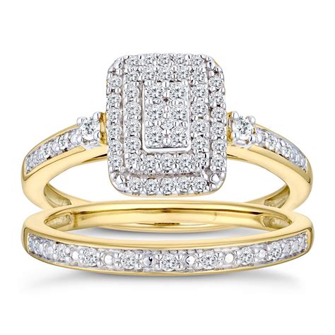 Perfect Fit 9ct Yellow Gold 1 3ct Diamond Bridal Set H Samuel