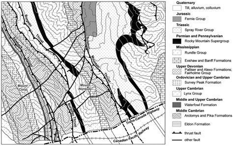 Geological Map Of Transverse Faults In The Rocky Mountain Front Ranges