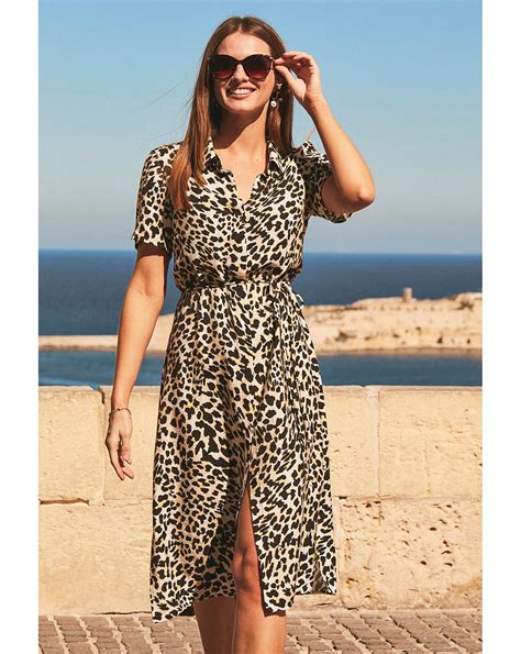 Sosandar Leopard Print Midi Dress Crazy Clearance