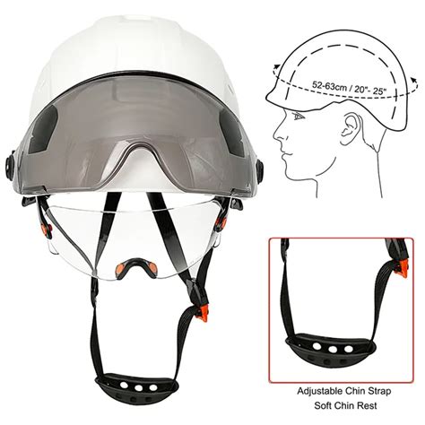 CE Construction Safety Helmet With Visor Built In Goggles For Engineer ABS Hard Hat ANSI ...