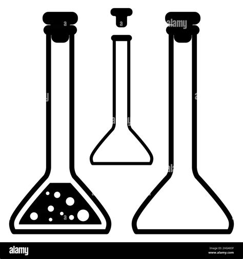 Chemical Test Tubes Vector Icons Set Minimalist Flat Illustrations