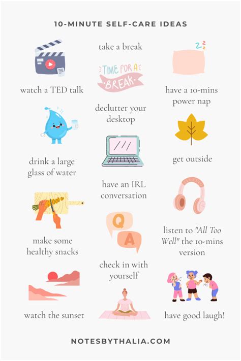 81 Ways To Practice Self Care In 10 Minutes Or Less Notes By Thalia