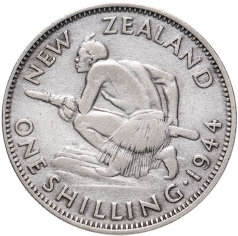 Монета новая Зеландия 1 шиллинг (shilling) 1944 стоимостью 892 руб.