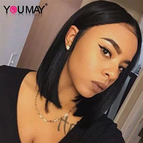 Short Bob Front Lace Wigs For Black Women Grade 7a Virgin Brazilian