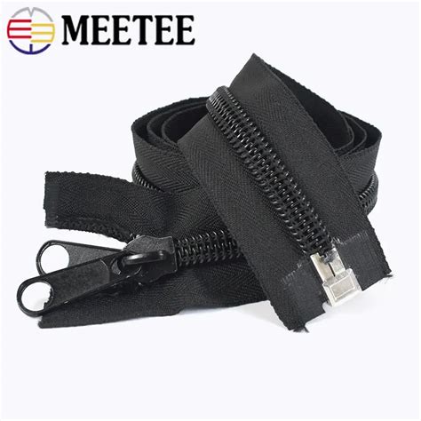 Meetee Cm Plastic Nylon Zippers Black Open End Long Zip For