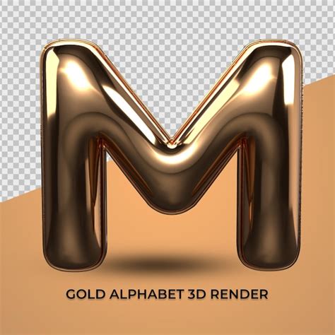 D Render Alfabeto M Estilo De Fonte De Ouro Psd Premium