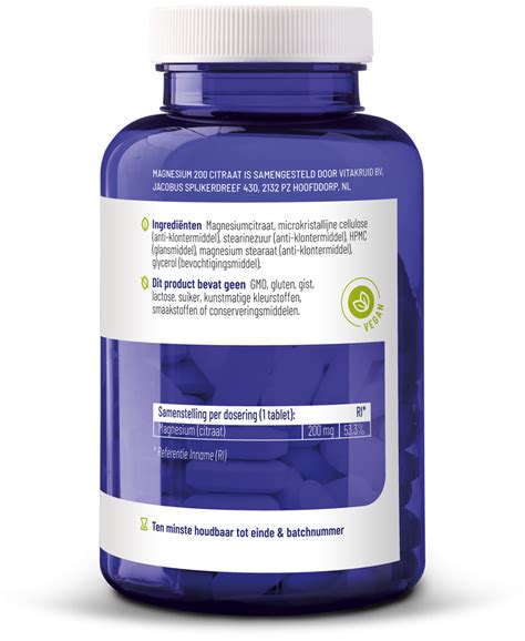 Magnesium 200 Citraat Vitakruid Praktijk Voor Neuromusculaire En