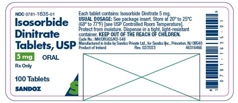 Isosorbide Dinitrate Sandoz Inc FDA Package Insert