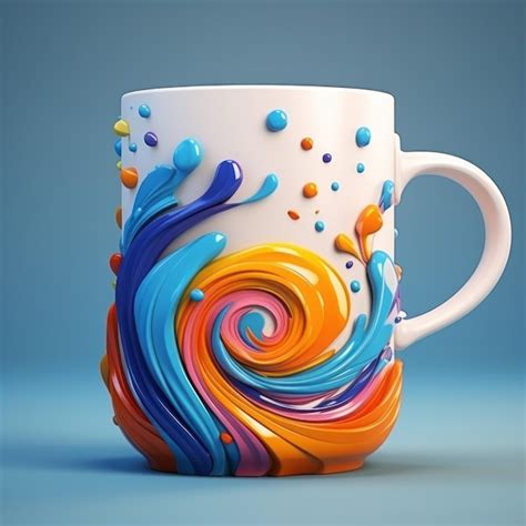 Colorful Coffee Mug With Realistic Details Unique Design Premium Ai