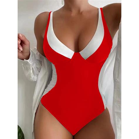 Snowsong Plus Size Swimsuit For Women 2024 Hot Selling Women S Sexy Deep V Neck One Piece Plus