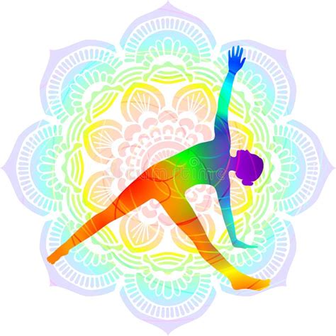 Colorful Silhouette Tadasana Or Pranamasana Stock Vector Illustration