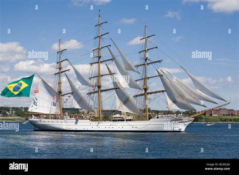 The Cisne Branco A Full Rigged Clipper During The Sailpast Of The