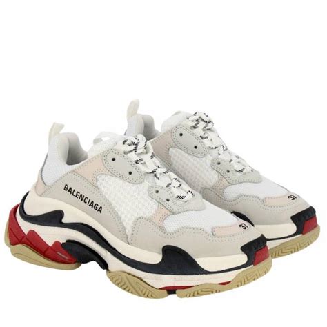 BALENCIAGA: Triple S Running leather and micro-mesh sneakers with oversized sole | Sneakers ...