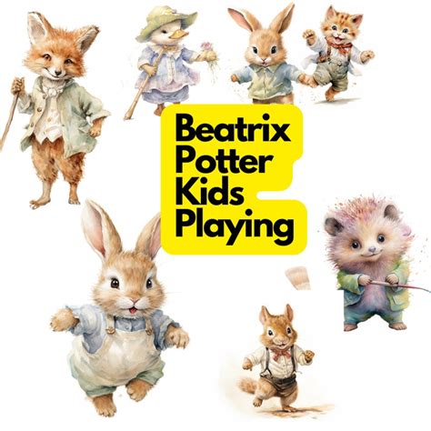 Beatrix Potter Style Clipart 16 Whimsical Png Images Peter Etsy