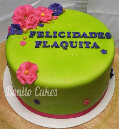 Neon Green Hot Pink Violet Flowers Cake Bizcocho Verde Neon Flores