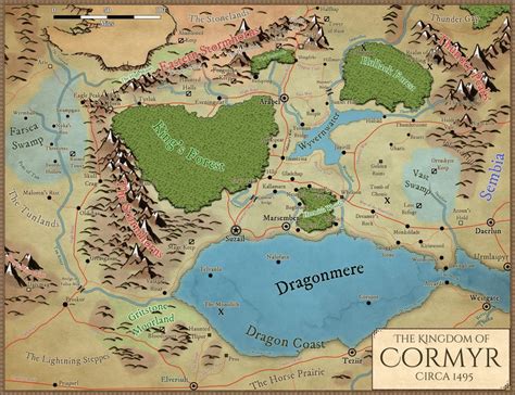 Cormyr region map made in Wonderdraft (based on 4th edition official ...