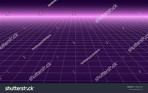 Synthwave Background Retro Futuristic Backdrop Perspective Stock Vector