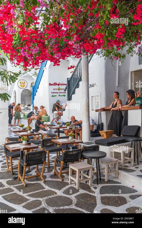 Upmarket Bar In Mykonos Town Stock Photo Alamy