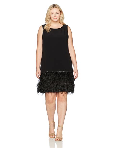 Elegant Plus Size Sleeveless Dress With Feather Trim