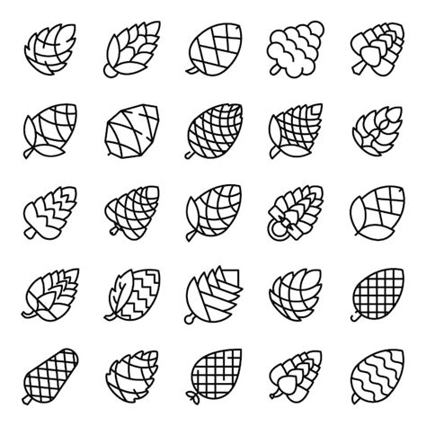 Premium Vector Pine Cone Icons Set Outline Style