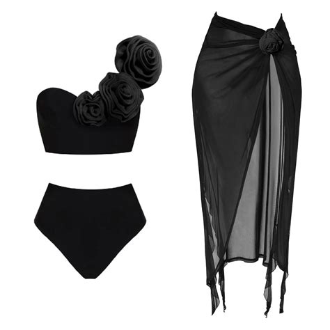 Pack Bikini With Beach Skirt Swimwear Women Swimsuit V Neck
