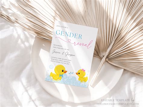 Rubber Duck Gender Reveal Invitation Waddle It Be Invitation Rubber