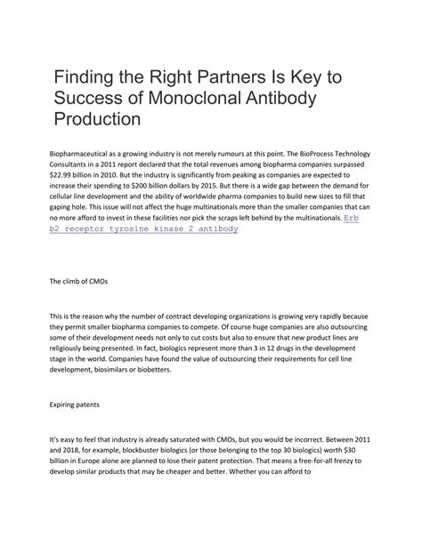 Ppt Finding The Right Partners Is Key To Success Of Monoclonal