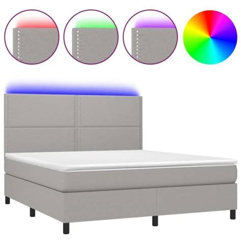 Moo Sommier Lattes De Lit Et Matelas Et Led Gris Clair X Cm