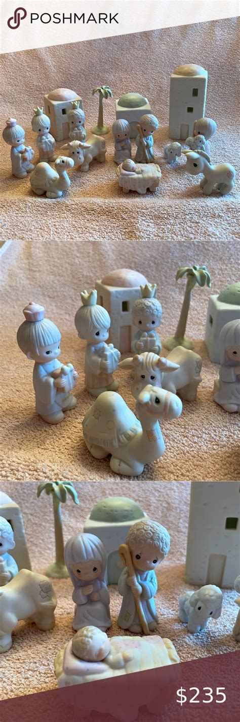 Vtg 1982 Precious Moments Nativity Set AND Buildings & Palm Tree ...