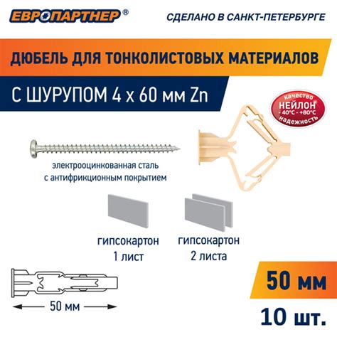 Дюбель для гипсокартона PLA с шурупом Европартнер (10 шт.) купить на ...