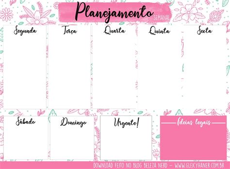 Planilha Para Planejamento Semanal